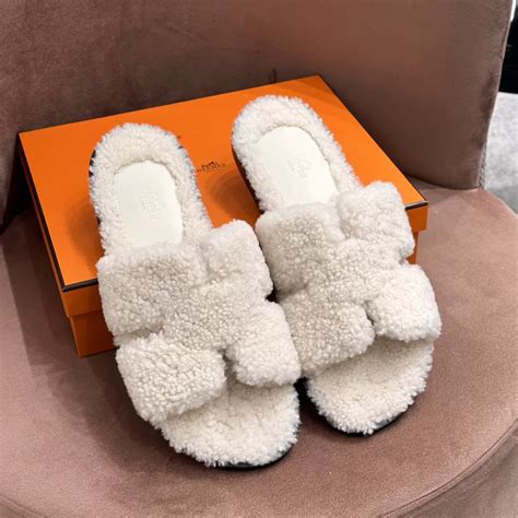 hermes slippers fuzzy|Hermes male slippers.